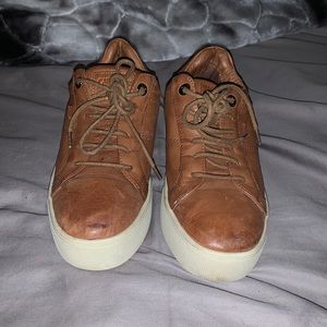 Cognac color Genuine Leather Carmela Mabel Platform Sneakers women size 9